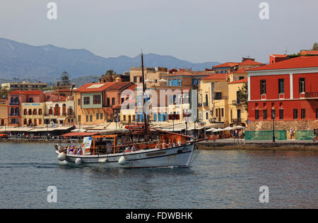 Creta, porto chania, old town nel porto Foto Stock