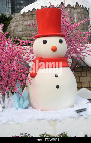 Pupazzo di neve(installazione arte） in inverno a chongqing,Cina Foto Stock