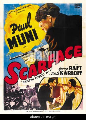 Scarface (1932) - Francese poster del filmato Foto Stock