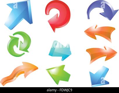 Sticky raccolta di frecce di carta. Illustrazione Vettoriale