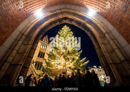 Hannover, Germania, albero di Natale al mercatino di Natale di Hannover Foto Stock