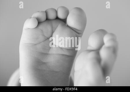 Close-up di un neonato piedi, 15 giorni di età bambino. Foto Stock