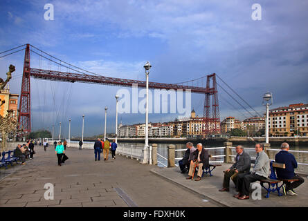 Il Ponte di Vizcaya (noto come 'Puente Colgante' - 'ponte sospeso'), si connette dal 1893 due sobborghi di Bilbao, Portugalete & Getxo Foto Stock