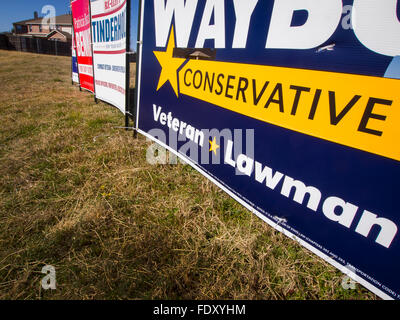 2016 elezioni primarie in Texas il 1 marzo, non più Tea Party, ma "conservativa". Per Texas repubblicani. Le foto attorno a nord Texas vicino al Aeroporto Dallas-Fort Worth. Foto Stock