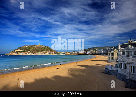 Spiaggia della Concha (Playa de la Concha) Donostia - San Sebastian, Paesi Baschi, Spagna. Foto Stock