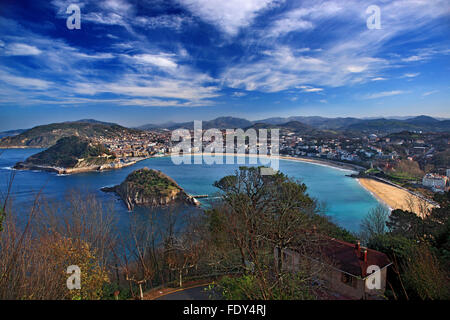 Vista panoramica di Donostia-San Sebastian, dal Monte Igueldo. Paesi Baschi, Spagna. Foto Stock