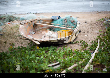 Fisherman barca a Maputo, Mozambico, Africa Foto Stock