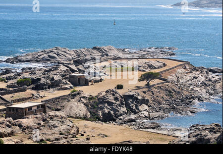 Vista del camp site sull isola di squalo, Luderitz Foto Stock