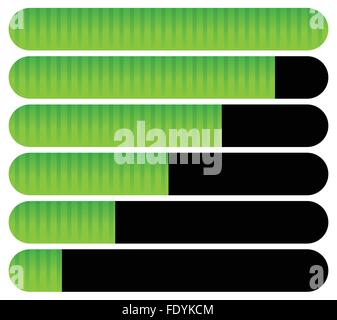 Barre orizzontali. Barre di caricamento, gli indicatori di progresso. Il completamento. Illustrazione Vettoriale