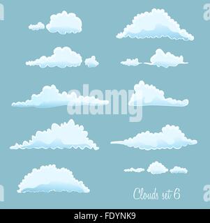 Set di nuvole sul blu. vettore Illustrazione Vettoriale