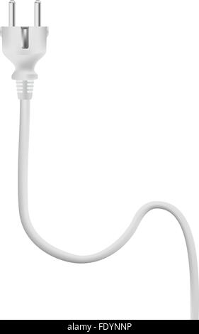 Bianco elettrico connettore maschio per cavo a vettore. Illustrazione Vettoriale