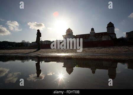 Ruegen, Germania, Silhouette del Kurhaus Binz Hotels Foto Stock