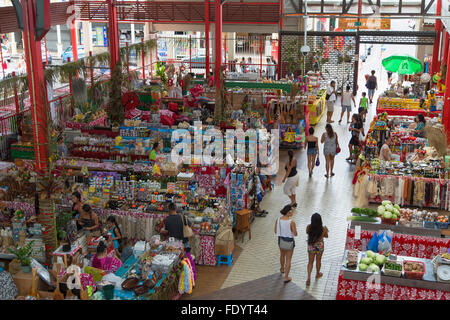 Marche de Pape'ete (Pape'ete mercato), Pape'ete, Tahiti, Polinesia Francese Foto Stock