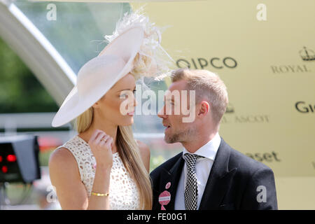 Ascot, Regno Unito, musicista Ronan Keating e sua moglie Uechtritz Storm Foto Stock