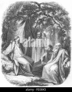 Clero: Arch-Druid & i druidi, antica stampa 1845 Foto Stock