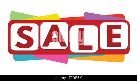 Vendita banner o etichetta per la promozione delle imprese su sfondo bianco,illustrazione vettoriale Illustrazione Vettoriale