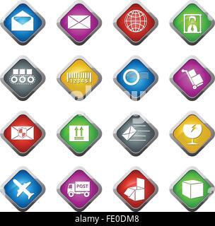 Post service set di icone Illustrazione Vettoriale