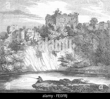 Galles: Chepstow Castle, antica stampa 1845 Foto Stock