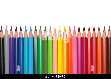 Matite colorate, isolata su uno sfondo bianco. Foto Stock