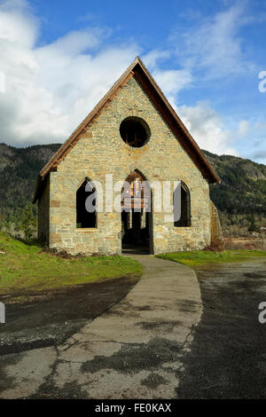 Storica pietra vecchia chiesa di burro in Bay-Cowichan Cowichan Bay, British Columbia, Canada. Foto Stock