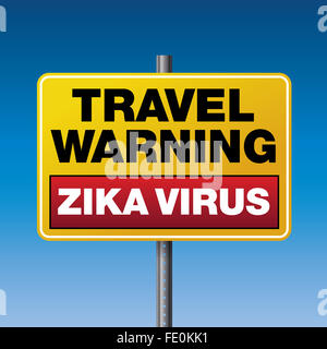 Una spia gialla di attenzione di viaggio segno di avvertimento per il Virus di Zika. Foto Stock