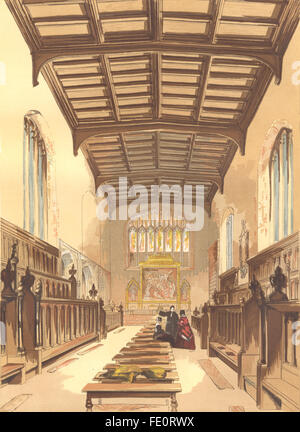 CAMBS: St John's College Chapel, Cambridge, antica stampa 1845 Foto Stock