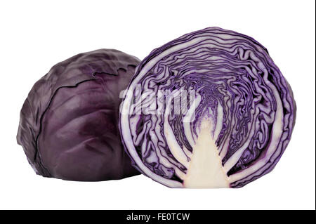 Rosso porpora o cavolo noto anche come kraut rosso o blu kraut. Foto Stock