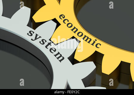 Sistema economico nozione sulle ruote dentate Foto Stock