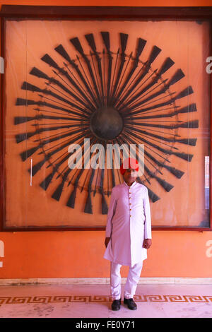 La protezione permanente al Diwan-i-Khas - Sala di udienza privata nella città di Jaipur Palace, Rajasthan, India. Il palazzo è stato sede del ma Foto Stock