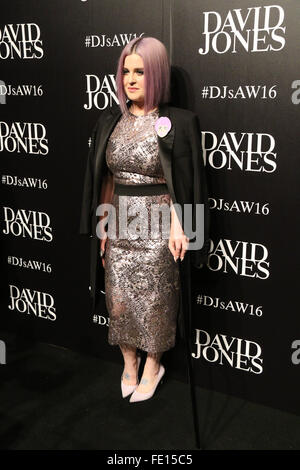 Sydney, Australia. 3 febbraio 2016. Lee Kelly Osbourne arriva a David Jones Autunno/Inverno 2016 Collection lancio a David Jones Elizabeth Street negozio. Credito: Richard Milnes/Alamy Live News Foto Stock