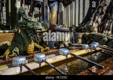 Fontana con Dragon, tempio, in Kyoto Foto Stock