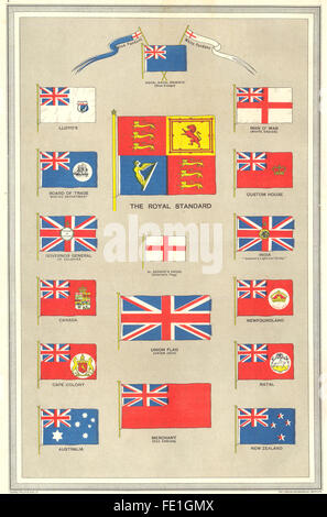 BRITISH EMPIRE BANDIERE: Unione Jack Rosso Bianco Ensign Lloyd's Royal Standard, 1907 Foto Stock