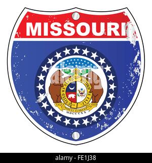 Missouri bandiera icone come un segno interstatali su uno sfondo bianco Illustrazione Vettoriale