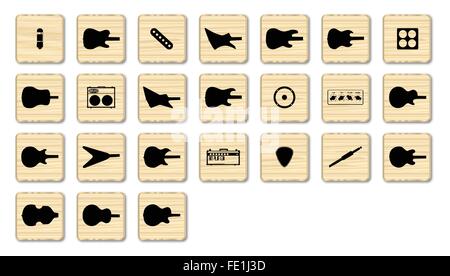 Un set di icone web in stile di isolati blocchi di scrabble Illustrazione Vettoriale