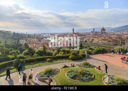 Panorama di Firenze dal Piazzale Michelangelo, Toscana, Italia Foto Stock