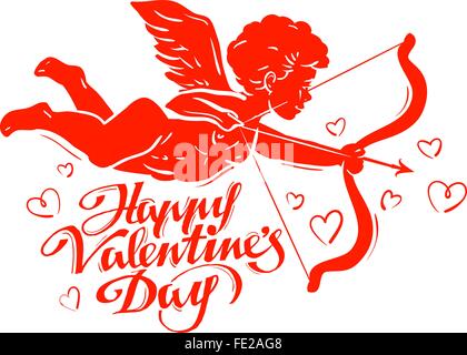 Felice il giorno di San Valentino. cupido o angel. illustrazione vettoriale Illustrazione Vettoriale