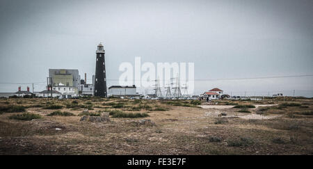 Dungeness Vecchia casa di luce e la stazione di alimentazione Foto Stock