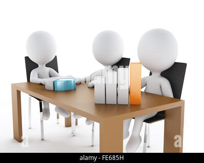 3D renderer immagine. La gente di affari in un ufficio sala riunioni. Business Partner su sfondo bianco Foto Stock