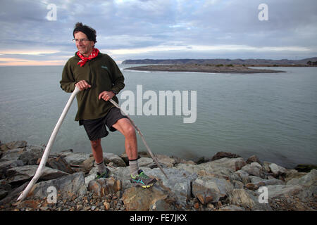 Sarà Parsons di Driftwood Ritiro e Eco-Tours sulla barra a Wairau lagune, Marlborough, Nuova Zelanda Foto Stock