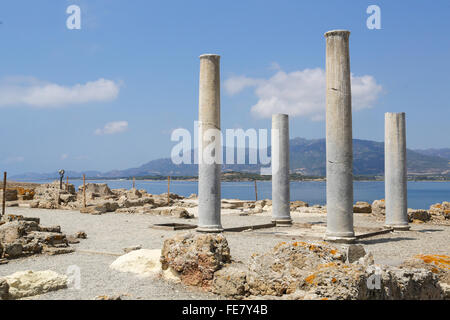 Le antiche rovine romane di Nora, vicino a Pula in Sardegna Foto Stock