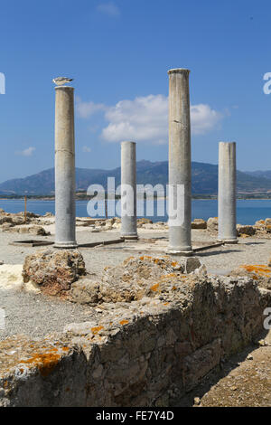 Le antiche rovine romane di Nora, vicino a Pula in Sardegna Foto Stock