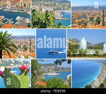 Estate collage fatto di Nizza-city foto Foto Stock