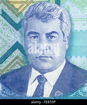 Ritratto del primo presidente del Turkmenistan Saparmurat Niyazov da 5000 manat banconota Foto Stock