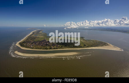 Sandbank, antenna, Langeoog, Mare del Nord, isola del Mare del Nord, Est Isole Frisone, Bassa Sassonia, Germania, Europa, vista aerea,