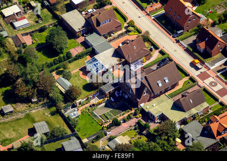 A nord il casco con case vacanza, antenna, Norderney, Mare del Nord, isola del Mare del Nord, Est Isole Frisone, Bassa Sassonia, Germania, Foto Stock