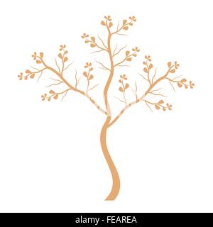 Arte silhouette ad albero isolato su sfondo bianco Illustrazione Vettoriale