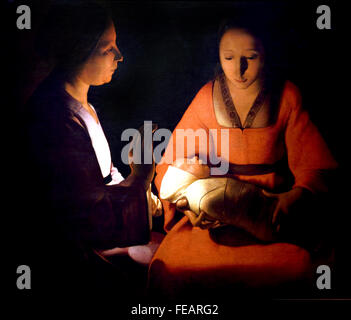 Nuovo nato. di Georges de La Tour 1593-1652 Francia francese ( il piccolo punto di luce sul bambino del naso e una riflessione sulla fronte ) Foto Stock