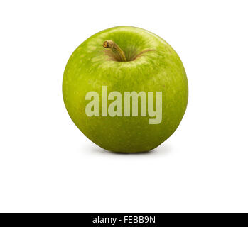 Organic le mele Granny Smith isolato su bianco Foto Stock