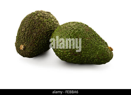 Avocado organico isolato su bianco Foto Stock