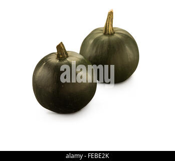 Verde biologico squash gem Rolet dominò isolato su bianco Foto Stock